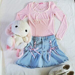 Hime Kaji Pointelle Top "Curious Minds" by Sugar Thrillz, size S